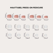 maattabel press-on pedicure van nailday softgel press-ons zodat je zeker weet dat er een goede maat plaknagels voor je tussenzit
