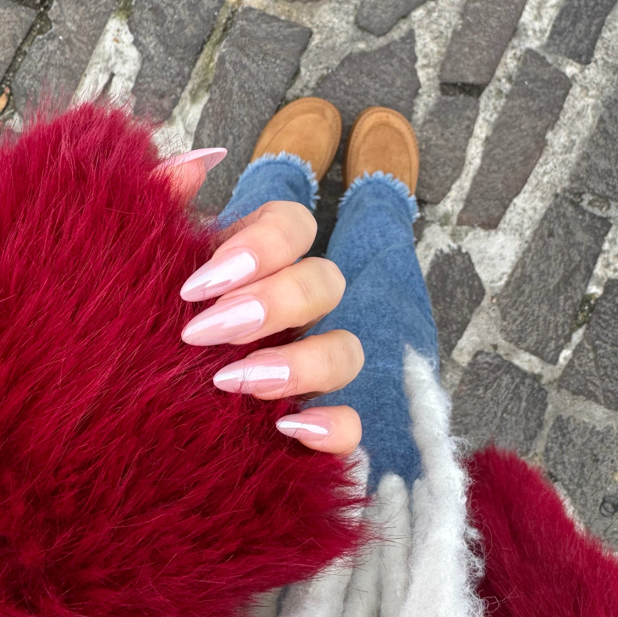 butterfly softgel lange amandelvorimge plaknagels - glazed donut effect 